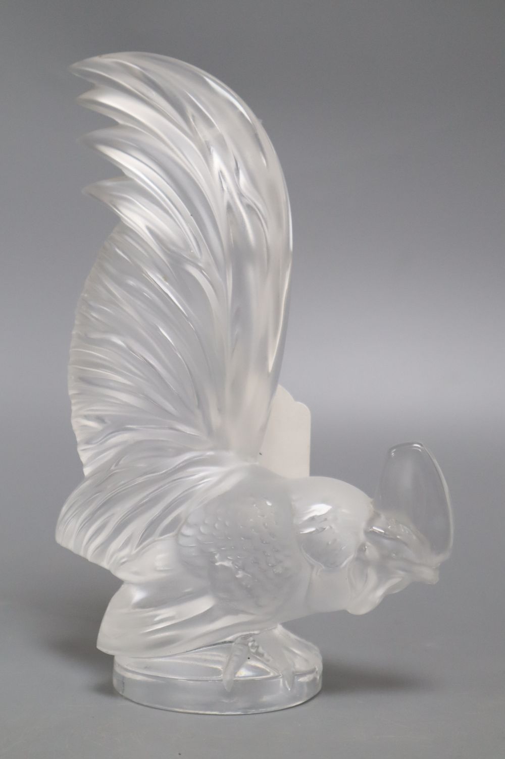 A Lalique glass cockerel car mascot, height 21cm